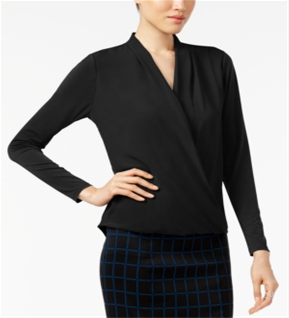 Blusa de malha feminina Alfani Ls preta tamanho grande