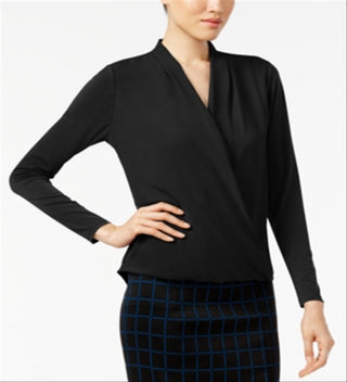 Blusa de malha feminina Alfani Ls preta tamanho grande