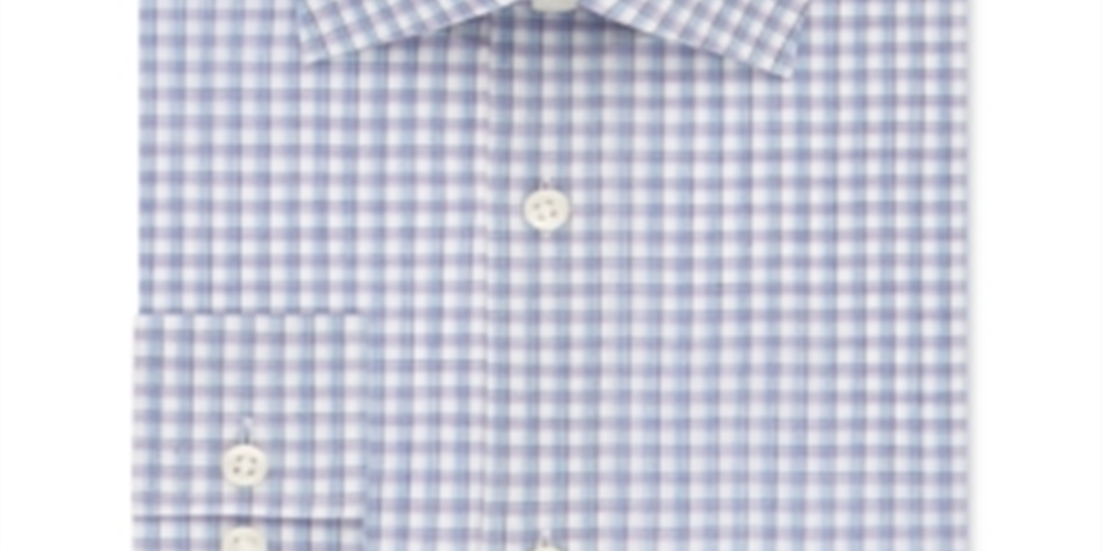 Camisa social masculina Michael Kors Classic Regular Fit, sem ferro, para performance em Airsoft, com elástico xadrez, azul, tamanho M