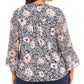 Blusa plissada com estampa floral plus size Charter Club feminina, azul, tamanho 1X