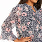 Blusa plissada com estampa floral plus size Charter Club feminina, azul, tamanho 1X