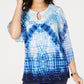 Túnica feminina tie-dye azul da coleção JM, tamanho pequeno e pequeno