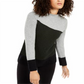 Suéter Alfani Feminino Colorblocked Cinza Tamanho P