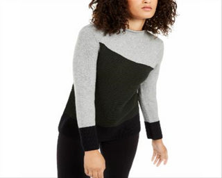 Suéter Alfani Feminino Colorblocked Cinza Tamanho P
