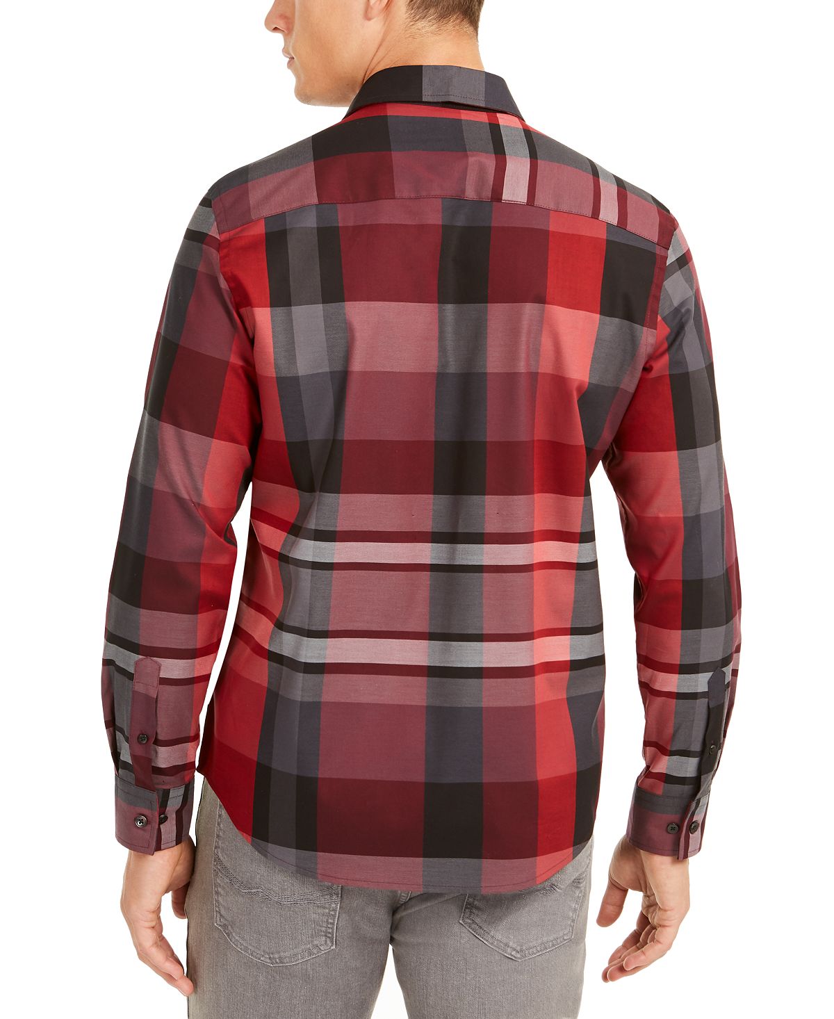 Camisa xadrez masculina Alfani Classic Fit vermelha tamanho pequeno