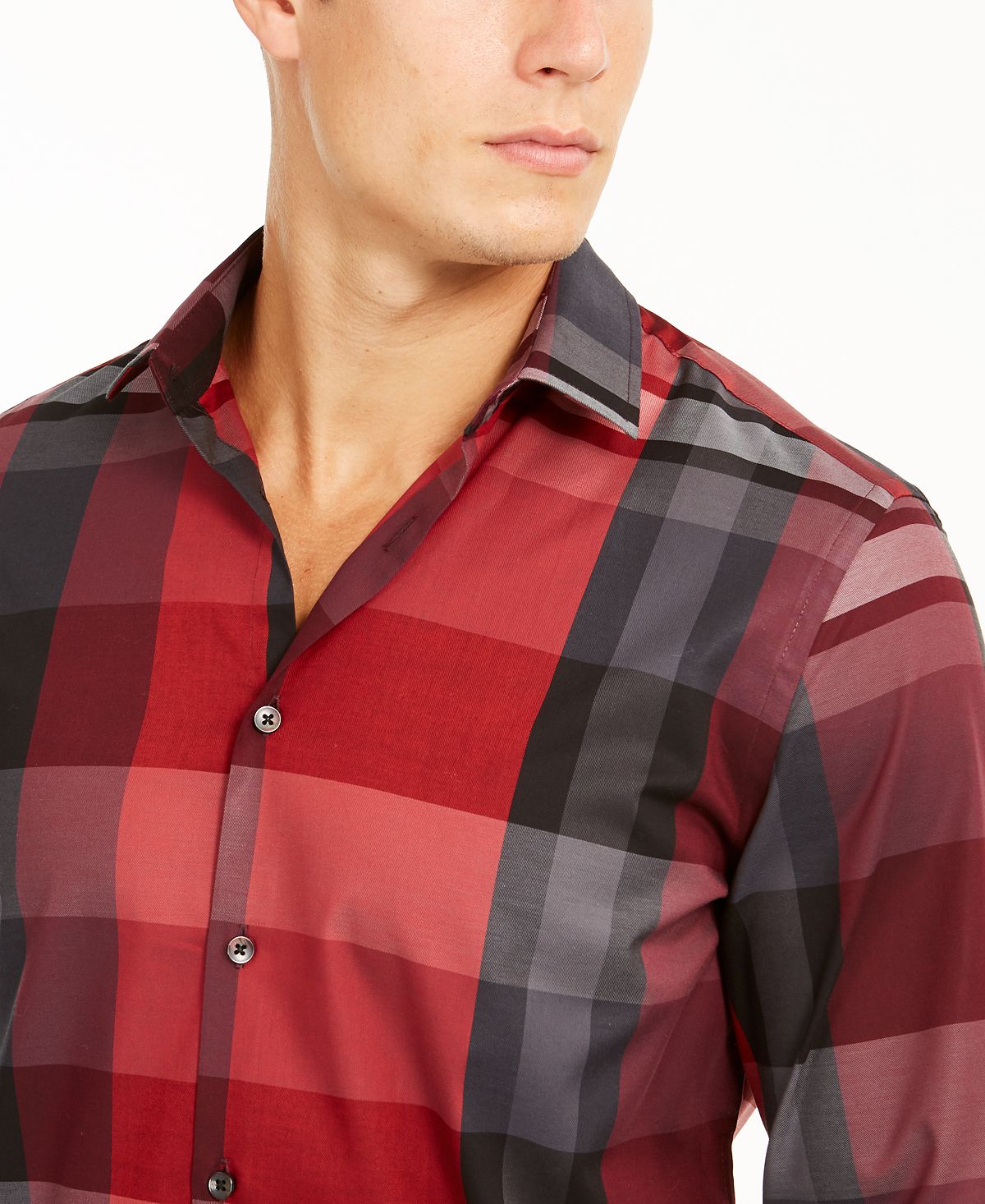 Camisa xadrez masculina Alfani Classic Fit vermelha tamanho pequeno