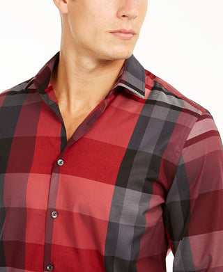 Camisa xadrez masculina Alfani Classic Fit vermelha tamanho pequeno