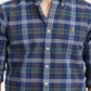 Camisa xadrez elástica Ralph Lauren Classic Fit Masculina Azul Tamanho Médio