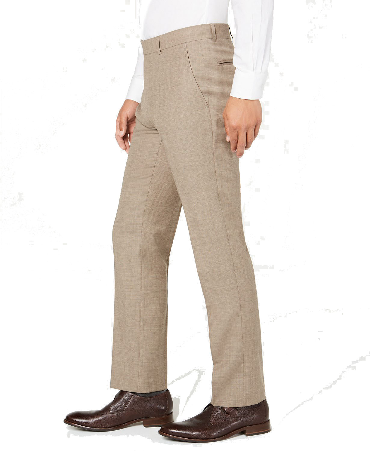 Tommy Hilfiger Masculino Modern Fit THFlex Stretch Tan Sharkskin Terno Calça Separada Marrom Tamanho 34X34