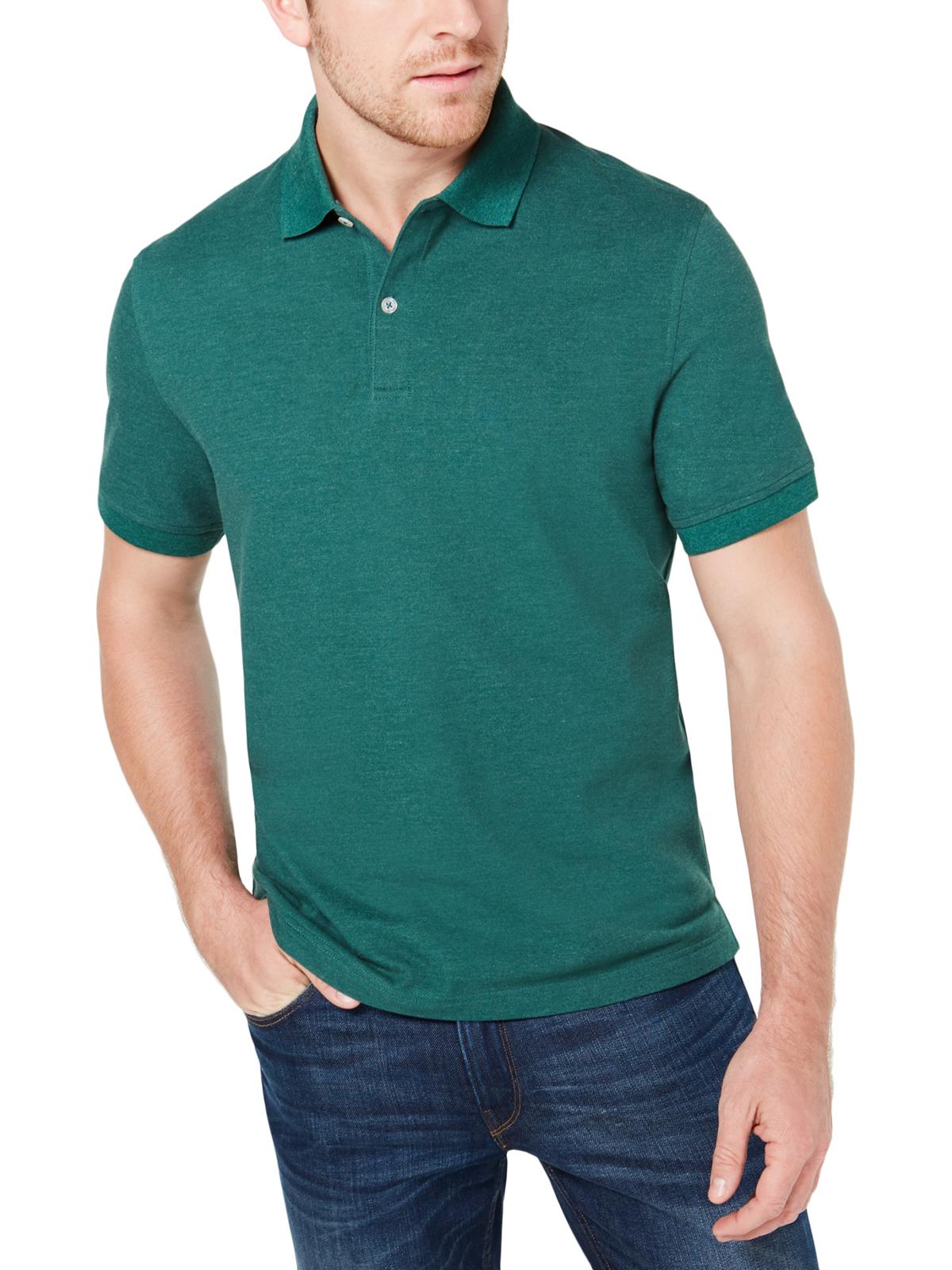 Camisa polo masculina Club Room com elástico e manga curta, tamanho X-G, verde