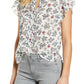 Blusa feminina estampada com manga tulipa Lucky Brand, branca, tamanho GG