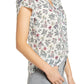 Blusa feminina estampada com manga tulipa Lucky Brand, branca, tamanho GG