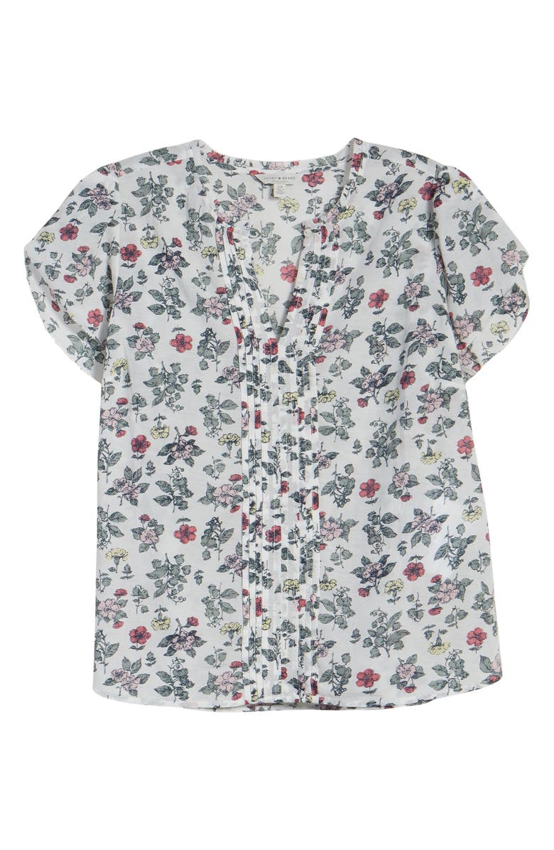 Blusa feminina estampada com manga tulipa Lucky Brand, branca, tamanho GG