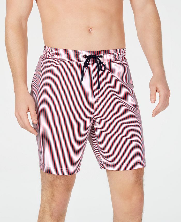 Calção de banho listrado americano masculino Club Room, vermelho, tamanho XX-G