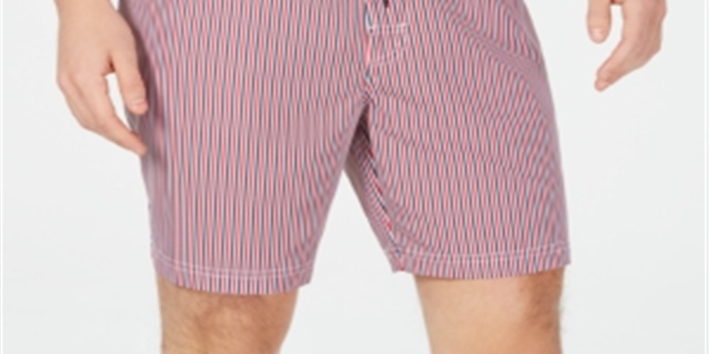 Calção de banho listrado americano masculino Club Room, vermelho, tamanho XX-G