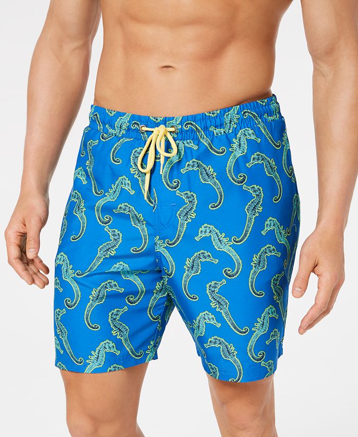 Calção de banho masculino Club Room Seahorse de secagem rápida, azul, tamanho grande