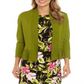 Cardigan feminino Kasper com manga comprida aberta, verde, tamanho médio