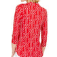Top feminino com estampa plissada e decote alto Charter Club, vermelho, tamanho pequeno G