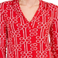 Top feminino com estampa plissada e decote alto Charter Club, vermelho, tamanho pequeno G