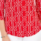 Top feminino com estampa plissada e decote alto Charter Club, vermelho, tamanho pequeno G