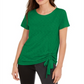 Camiseta feminina franzida INC International Concepts, verde, tamanho X-S
