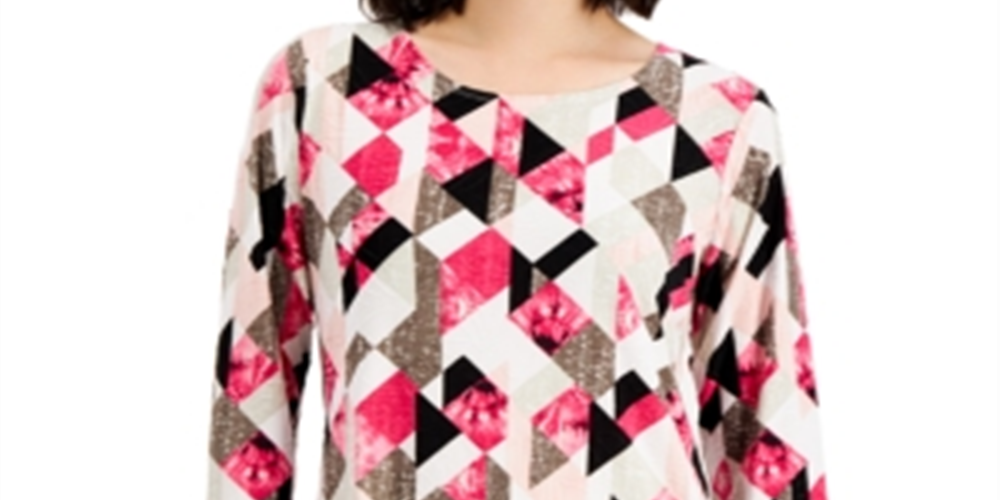 Blusa feminina estampada em jacquard, rosa, tamanho grande, coleção JM