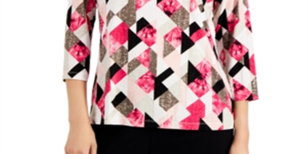 Blusa feminina estampada em jacquard, rosa, tamanho grande, coleção JM