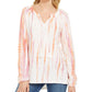 Blusa estilo camponesa tie-dye feminina estilo &amp; co laranja tamanho extrapequeno