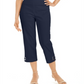 Calça Capri Feminina JM Collection com Acabamento em Grommet Azul Tamanho XX-G