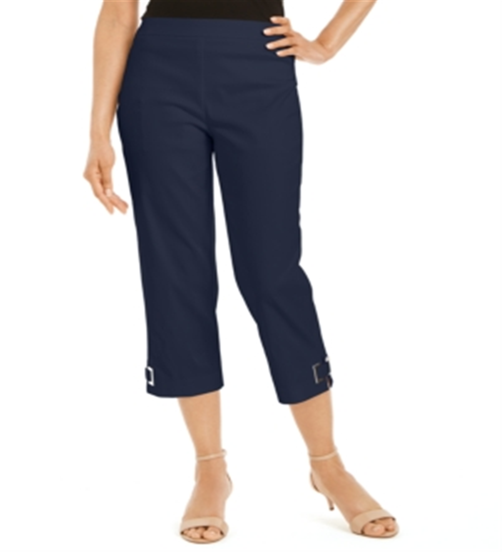 Calça Capri Feminina JM Collection com Acabamento em Grommet Azul Tamanho XX-G