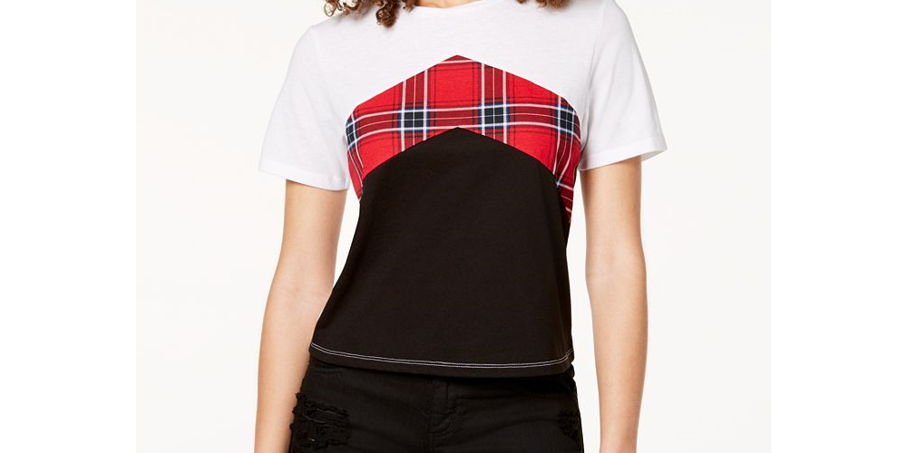Camiseta listrada Chevron com blocos de cores Ultra Flirt Junior, rosa, tamanho médio