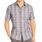 Camisa xadrez de algodão Obelisco Dobby masculina Tasso Elba, cinza, tamanho grande