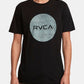 Camiseta masculina RVCA de algodão com gola redonda e logotipo, preta, tamanho pequeno