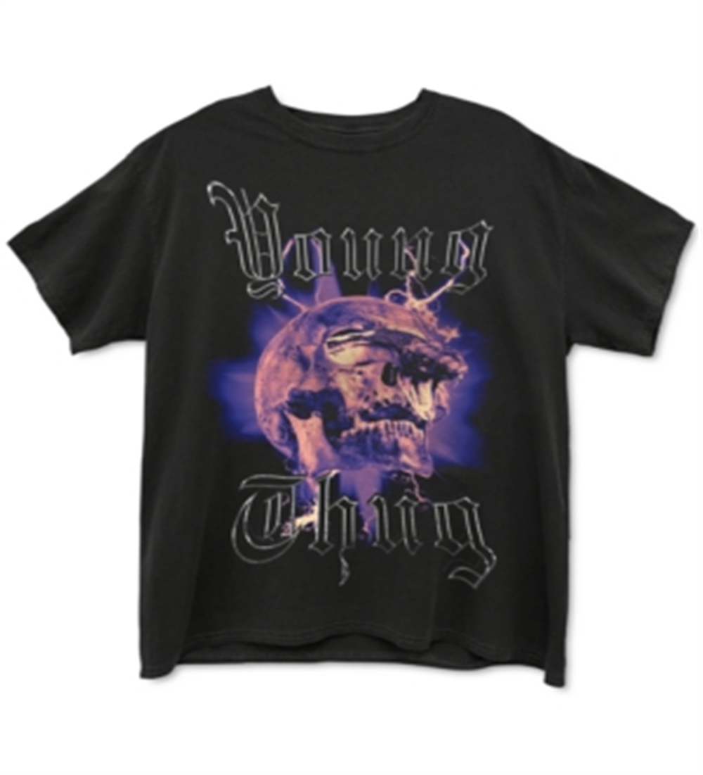 Camiseta masculina estampada Young Thug, preta, tamanho pequeno