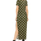 Vestido longo de manga curta Michael Kors feminino verde tamanho extragrande