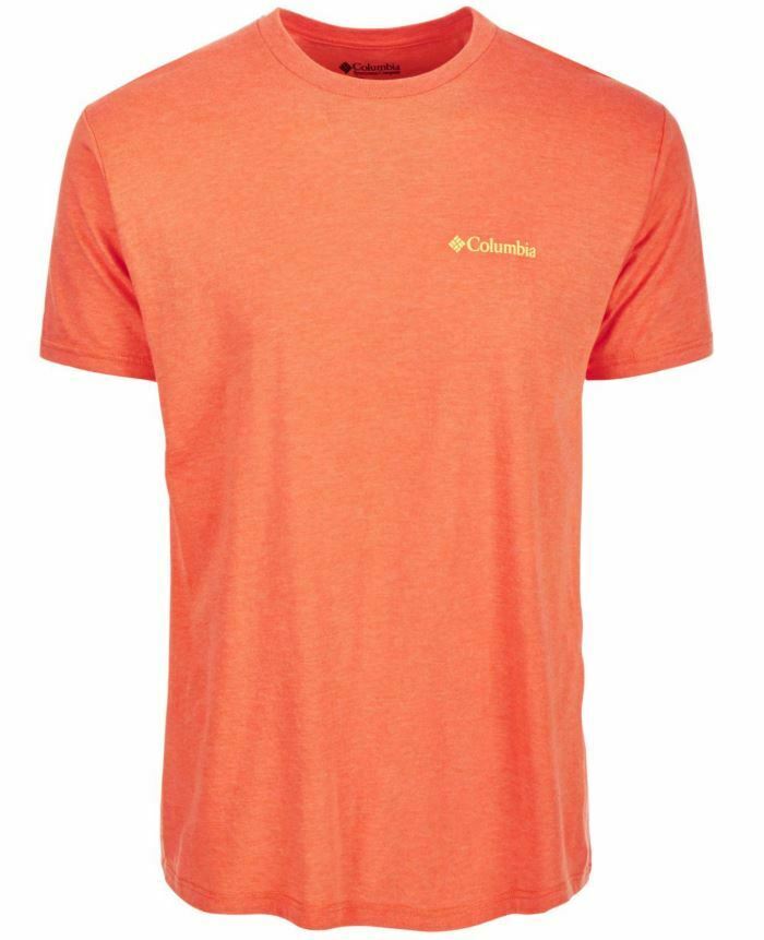 Camiseta Columbia Sportswear Masculina com Logo Gráfico e Listrado Laranja Tamanho P
