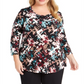 JM Collection Top feminino estampado plus size preto tamanho 0X