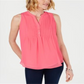 Blusa feminina sem mangas Charter Club Pintuck rosa tamanho grande