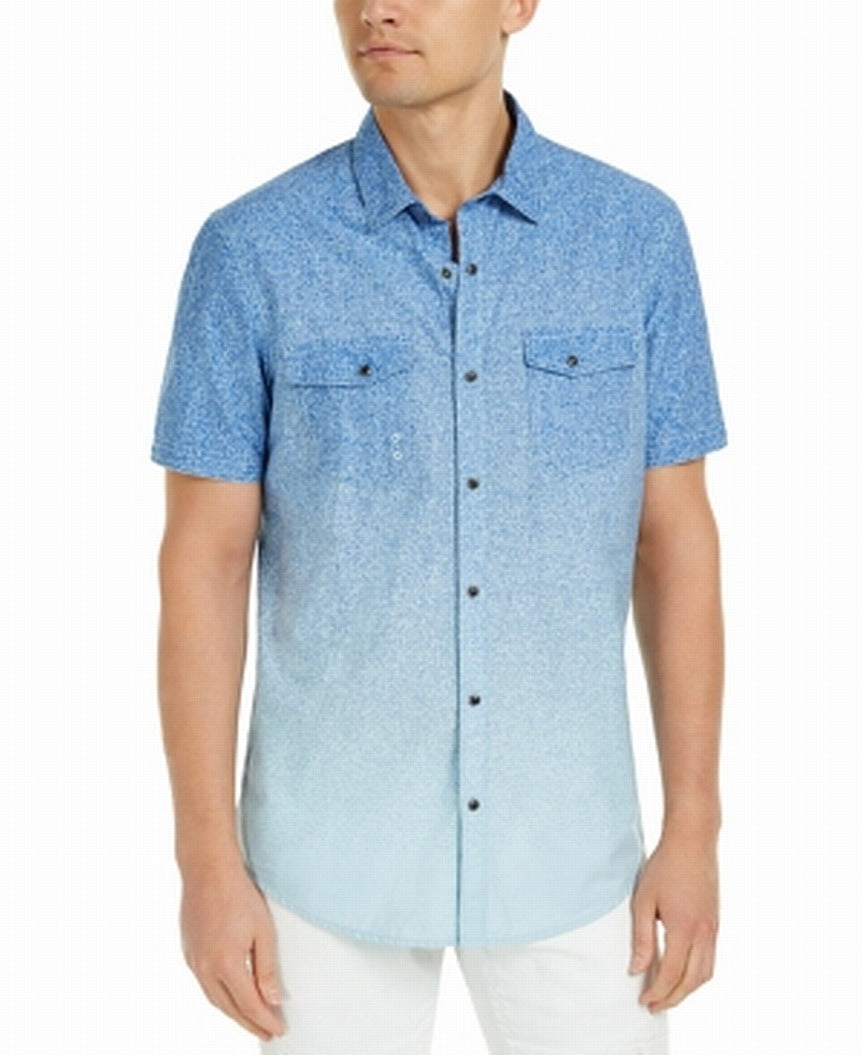 Camisa masculina com estampa ombré e dois bolsos, azul, tamanho XX-G, da INC International Concepts