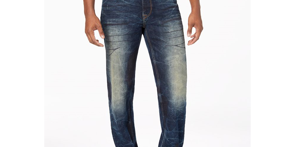 Calça jeans masculina Sean John Hamilton Denim cintura média perna reta azul tamanho 40x32
