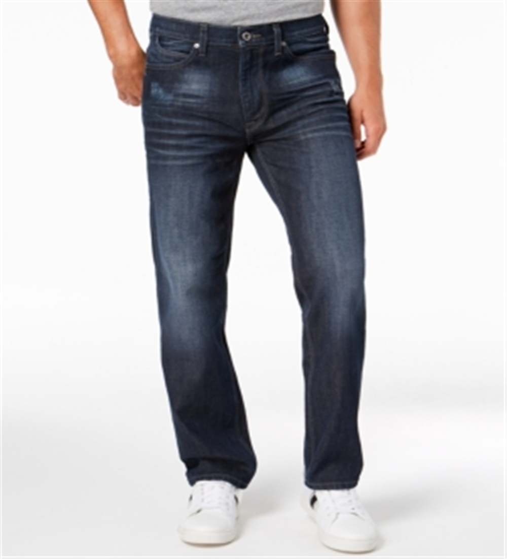 Calça jeans masculina Sean John Hamilton Denim cintura média perna reta azul tamanho 40x32