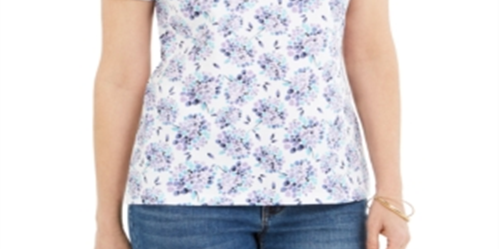 Karen Scott Top Henley Estampado Feminino Roxo Tamanho Médio