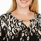 Top estampado plus size feminino JM Collection, preto, tamanho 3X
