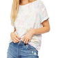 Camiseta feminina Free People Tie Dye de manga curta e gola redonda, branca, tamanho grande
