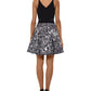 Vestido de festa feminino XSCAPE com zíper, estampa animal, alças finas, decote coração, acima do joelho, tamanho 12