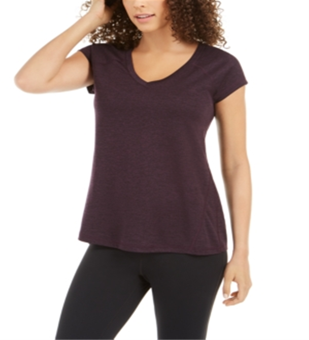 Blusa feminina Ideology Essential com decote em V mesclado, roxa, tamanho médio