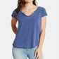 Camiseta feminina William Rast Cooper Slub com decote em V, azul, tamanho XS