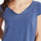 Camiseta feminina William Rast Cooper Slub com decote em V, azul, tamanho XS