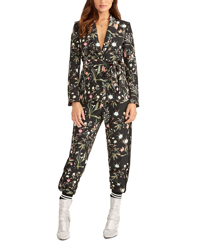 Blazer feminino Rachel Roy com botões florais elásticos para usar no trabalho, preto, tamanho 4