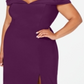 Vestido de coquetel feminino plus size Morgan &amp; Company, ombro de fora, fenda lateral, roxo, tamanho 16W